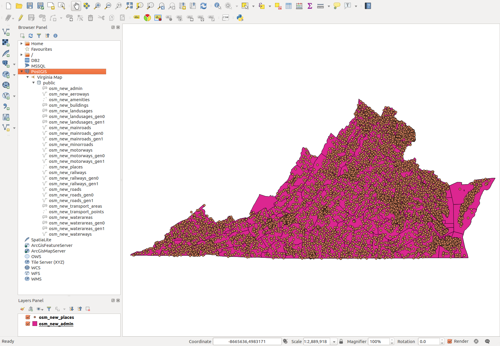 Map Virginia 1: Extracting OSM Data for a Localized Map Server Revisited — Explorations in Free 